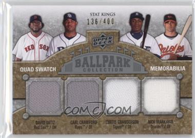 2009 Upper Deck Ballpark Collection - [Base] #289 - Stat Kings Quad Swatch Memorabilia - David Ortiz, Carl Crawford, Curtis Granderson, Nick Markakis /400