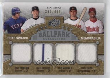 2009 Upper Deck Ballpark Collection - [Base] #296 - Stat Kings Quad Swatch Memorabilia - Josh Hamilton, Matt Holliday, Nick Markakis, Chris Young /400