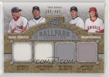 2009 Upper Deck Ballpark Collection - [Base] #297 - Stat Kings Quad Swatch Memorabilia - Josh Beckett, Justin Verlander, Roy Halladay, Jered Weaver /400