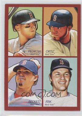 2009 Upper Deck Goudey - 4-in-1 - Red #35-100 - Dustin Pedroia, David Ortiz, Josh Beckett, Carlton Fisk