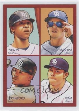 2009 Upper Deck Goudey - 4-in-1 - Red #35-35 - B.J. Upton, Evan Longoria, Carl Crawford, Carlos Pena