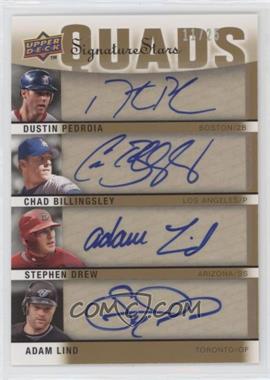 2009 Upper Deck Signature Stars - Signature Quads #S4-PBDL - Dustin Pedroia, Chad Billingsley, Adam Lind, Stephen Drew /25