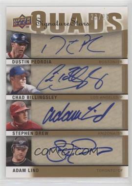 2009 Upper Deck Signature Stars - Signature Quads #S4-PBDL - Dustin Pedroia, Chad Billingsley, Adam Lind, Stephen Drew /25