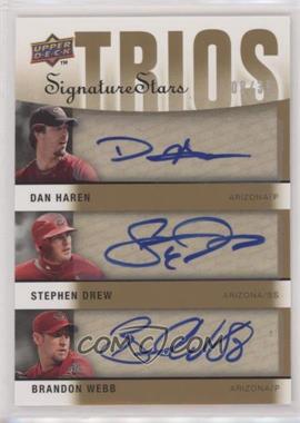 2009 Upper Deck Signature Stars - Signature Trios #S3-HDW - Dan Haren, Stephen Drew, Brandon Webb /35