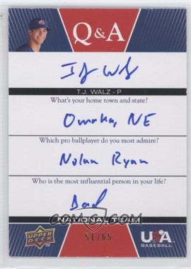 2009 Upper Deck USA Baseball Box Set - Q&A National Team #QANT-TW - T.J. Walz /65