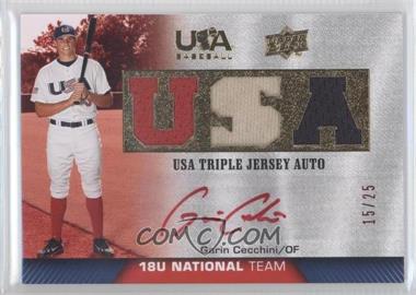 2009 Upper Deck USA Baseball Box Set - Triple Jersey 18U National Team - Red Ink Autographs #TJA18U-GC - Garin Cecchini /25