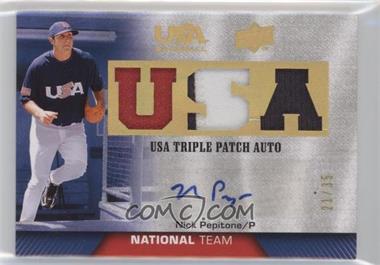 2009 Upper Deck USA Baseball Box Set - Triple Jersey National Team - Patch Autographs #TPANT-NP - Nick Pepitone /35