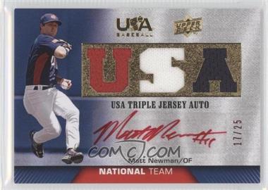 2009 Upper Deck USA Baseball Box Set - Triple Jersey National Team - Red Ink Autographs #TJANT-MN - Matt Newman /25
