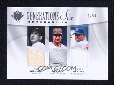 2009 Upper Deck Ultimate Collection - Generations Six Memorabilia #G6M-10 - Ted Williams, Manny Ramirez, Pedro Martinez, Jon Lester, Jacoby Ellsbury, Daisuke Matsuzaka /50