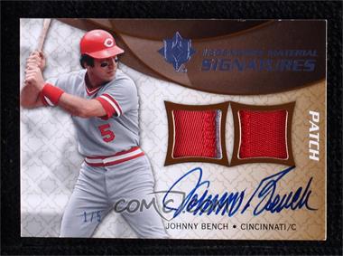 2009 Upper Deck Ultimate Collection - Legendary Materials Signatures Dual - Patch #LMS-JB - Johnny Bench /5