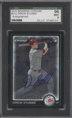 2010 Bowman - [Base] - Chrome Rookie Autographs #212 - Drew Stubbs [SGC 9 MINT]