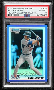 2010 Bowman Chrome - 18U USA Team - Blue Refractor #USA18-BC8 - Bryce Harper /250 [PSA 8 NM‑MT]