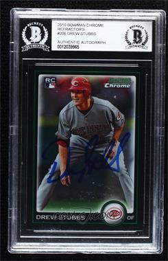 2010 Bowman Chrome - [Base] - Refractor #206 - Drew Stubbs [BAS Authentic]