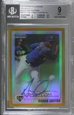 2010 Bowman Chrome - Prospects - Gold Refractor Autographs #BCP215 - Simon Castro /50 [BGS 9 MINT]