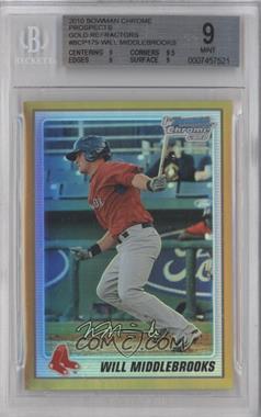 2010 Bowman Chrome - Prospects - Gold Refractor #BCP179 - Will Middlebrooks /50 [BGS 9 MINT]