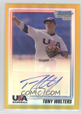 2010 Bowman Chrome - USA Stars Autographs - Gold Refractor #USA-TW - Tony Wolters /50