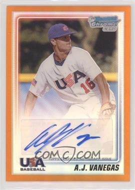 2010 Bowman Chrome - USA Stars Autographs - Orange Refractor #USA-AV - A.J. Vanegas /25