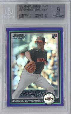 2010 Bowman Draft Picks & Prospects - Chrome - Purple Refractor #BDP9 - Madison Bumgarner [BGS 9 MINT]