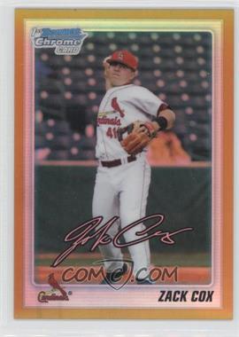 2010 Bowman Draft Picks & Prospects - Chrome Draft Picks - Gold Refractor #BDPP62 - Zack Cox /50