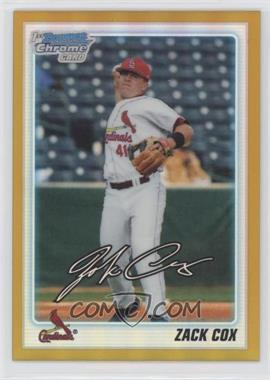 2010 Bowman Draft Picks & Prospects - Chrome Draft Picks - Gold Refractor #BDPP62 - Zack Cox /50