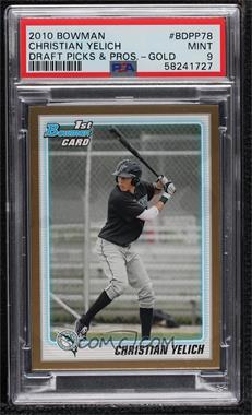 2010 Bowman Draft Picks & Prospects - Draft Picks - Gold #BDPP78 - Christian Yelich [PSA 9 MINT]