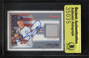 2010 Bowman Draft Picks & Prospects - USA 16U National Team Jersey Relics #USAR-19 - Lucas Sims /949 [BAS Authentic]