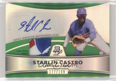 2010 Bowman Platinum - Autographed Relic Refractor - Green Patch #PAR-SC - Starlin Castro /199