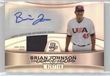 2010 Bowman Platinum - Autographed Relic Refractor #PAR-BJ - Brian Johnson /740