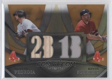 2010 Bowman Sterling - Box Topper Dual Relics - Gold Refractor #BL-12 - Dustin Pedroia, Kevin Youkilis /50