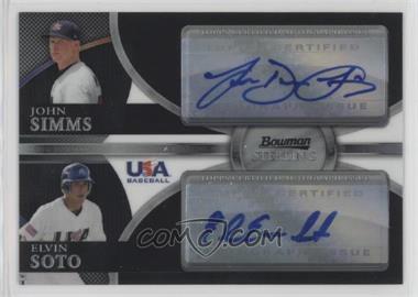 2010 Bowman Sterling - USA Baseball Dual Autographs - Black Refractor #BSDA-10 - John Simms, Elvin Soto /25