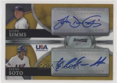 2010 Bowman Sterling - USA Baseball Dual Autographs - Gold Refractor #BSDA-10 - John Simms, Elvin Soto /50