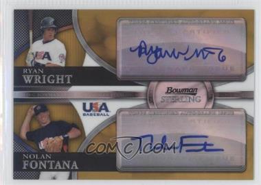 2010 Bowman Sterling - USA Baseball Dual Autographs - Gold Refractor #BSDA-14 - Ryan Wright, Nolan Fontana /50