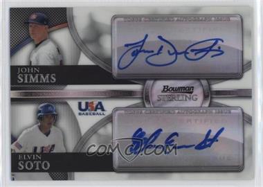 2010 Bowman Sterling - USA Baseball Dual Autographs - Refractor #BSDA-10 - John Simms, Elvin Soto /99