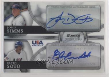 2010 Bowman Sterling - USA Baseball Dual Autographs - Refractor #BSDA-10 - John Simms, Elvin Soto /99