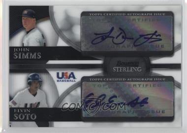 2010 Bowman Sterling - USA Baseball Dual Autographs #BSDA-10 - John Simms, Elvin Soto