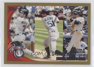 2010 Topps - [Base] - Gold #8 - League Leaders - Joe Mauer, Ichiro Suzuki, Derek Jeter /2010