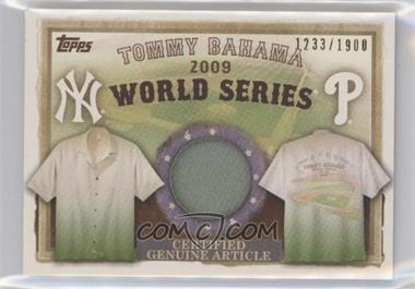 2010 Topps - Tommy Bahama World Series Shirt Swatch #HTA-TB - Tommy Bahama Shirt /1900