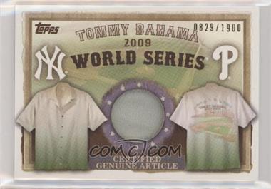 2010 Topps - Tommy Bahama World Series Shirt Swatch #HTA-TB - Tommy Bahama Shirt /1900