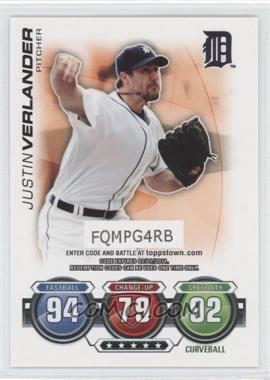 2010 Topps - Topps Attax Code Cards #_JUVE - Justin Verlander