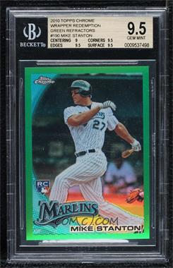 2010 Topps Chrome - [Base] - Wrapper Redemption Green Refractor #190 - Mike Stanton /599 [BGS 9.5 GEM MINT]