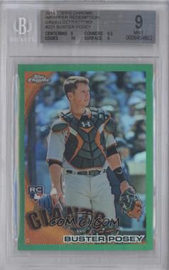 2010 Topps Chrome - [Base] - Wrapper Redemption Green Refractor #221 - Buster Posey /599 [BGS 9 MINT]