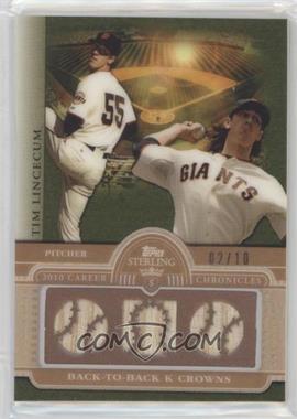 2010 Topps Sterling - Career Chronicles Relics Triple - 10 #3CCR-53 - Tim Lincecum /10