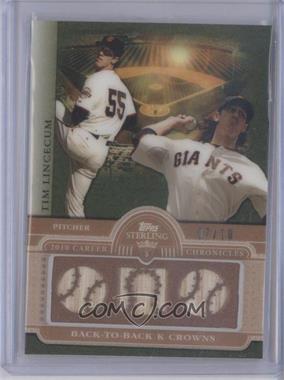 2010 Topps Sterling - Career Chronicles Relics Triple - 10 #3CCR-53 - Tim Lincecum /10