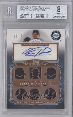 2010 Topps Sterling - Sterling Stats Six Relic Autographs #SSAR-11 - Felix Hernandez /10 [BGS 8 NM‑MT]