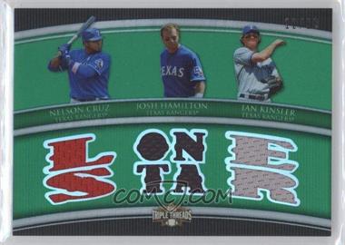 2010 Topps Triple Threads - Relic Combos - Emerald #TTRC-37 - Nelson Cruz, Josh Hamilton, Ian Kinsler /18