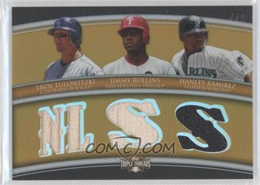 2010 Topps Triple Threads - Relic Combos - Gold #TTRC-56 - Troy Tulowitzki, Jimmy Rollins, Hanley Ramirez /9