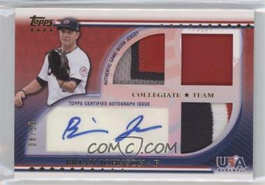 2010 Topps USA Baseball Team - Autograph Relics - Patches #USAAR-BJ - Brian Johnson /50