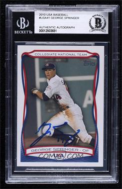 2010 Topps USA Baseball Team - [Base] #USA-41 - George Springer [BAS BGS Authentic]