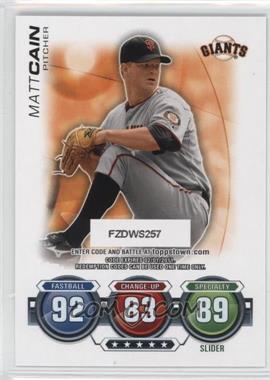 2010 Topps Update Series - Attax Code Cards #_MACA - Matt Cain