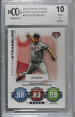2010 Topps Update Series - Attax Code Cards #_STST - Stephen Strasburg [BCCG 10 Mint or Better]